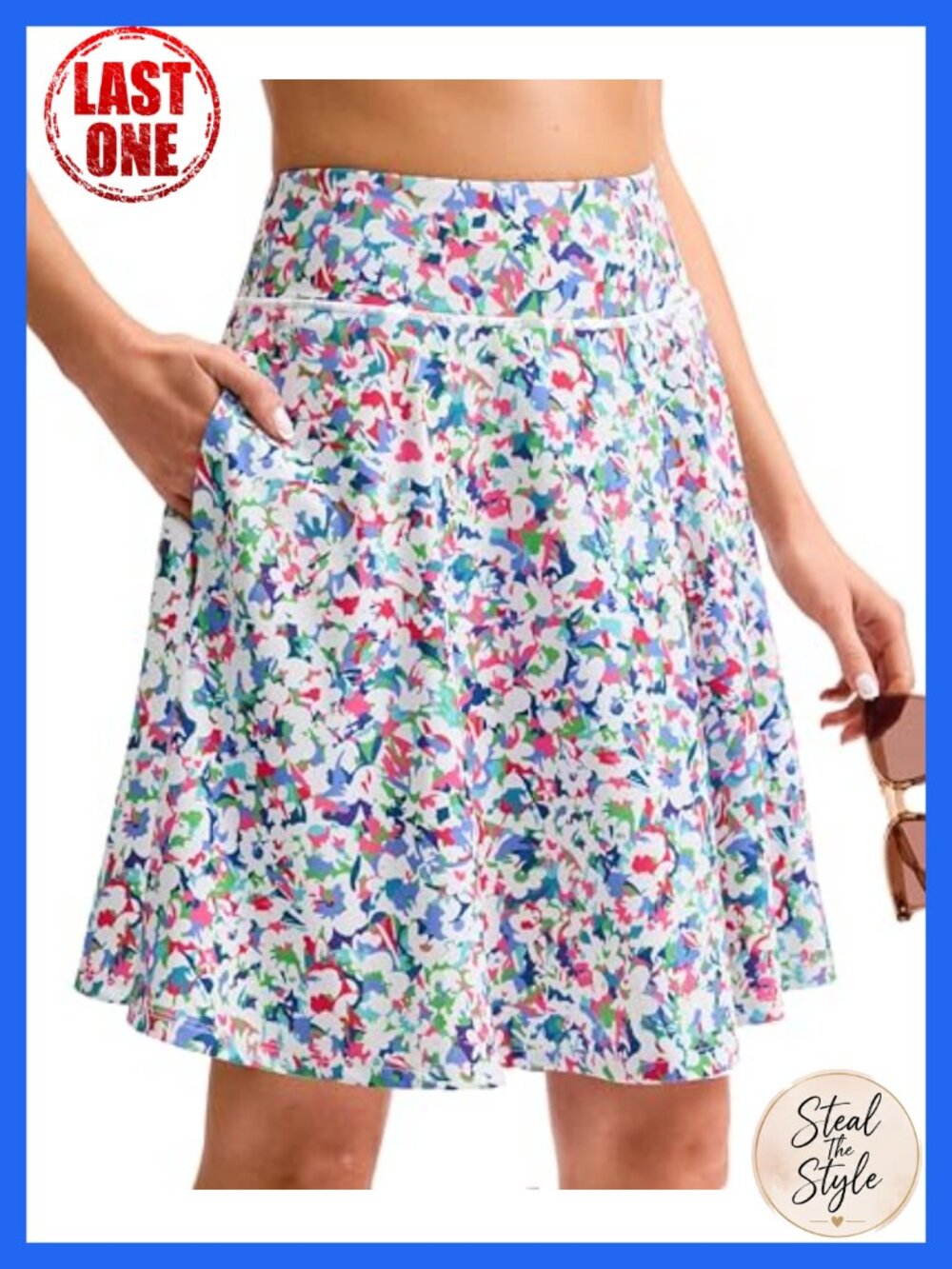 Women's High Waisted Knee Length Skort with Pockets Pleated Golf Tennis Skirt
